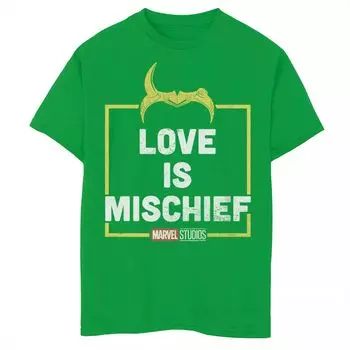 Футболка с рисунком Marvel Loki Love Is Mischief для мальчиков 8–20 лет Licensed Character