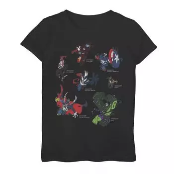 Футболка с рисунком Marvel Venomized Heroes для девочек 7–16 лет Marvel