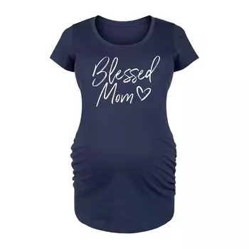 Футболка с рисунком Maternity Blessed Mom Licensed Character, темно-синий