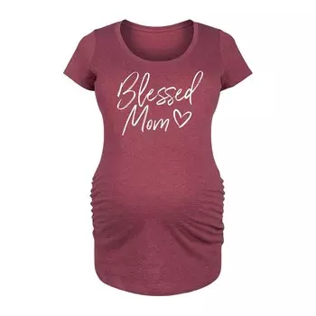 Футболка с рисунком Maternity Blessed Mom Licensed Character, цвет Heather Wine