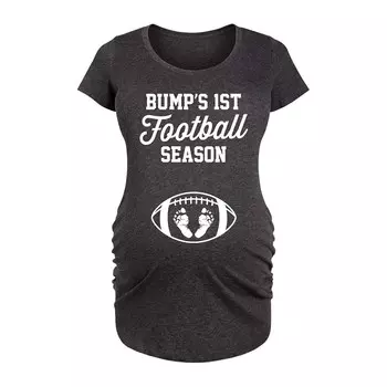 Футболка с рисунком «Maternity Bumps First Football Season» Licensed Character, цвет Heather Gray