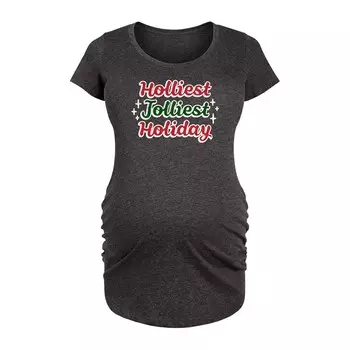 Футболка с рисунком Maternity Holliest Jolliest Holiday Licensed Character, цвет Heather Charcoal