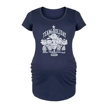 Футболка с рисунком Maternity Peanuts Team Holiday Spirit Licensed Character, темно-синий