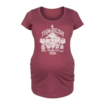 Футболка с рисунком Maternity Peanuts Team Holiday Spirit Licensed Character, цвет Heather Dark Red