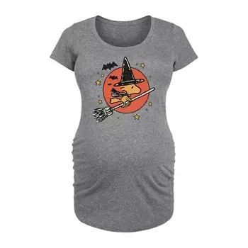 Футболка с рисунком Maternity Peanuts Woodstock Witch Halloween Licensed Character, цвет Heather Gray