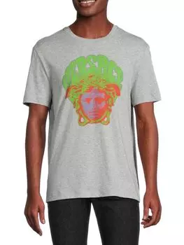 Футболка с рисунком Medusa Versace, серый