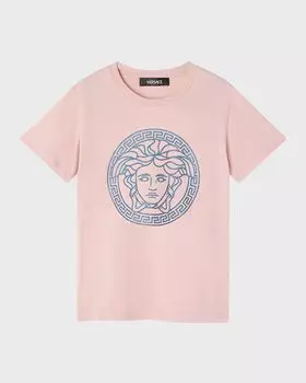 Футболка с рисунком Медузы для девочек Versace, цвет Dusty Rose/Blue