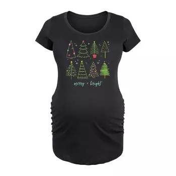 Футболка с рисунком Merry & Bright Christmas Tree для беременных Licensed Character, черный