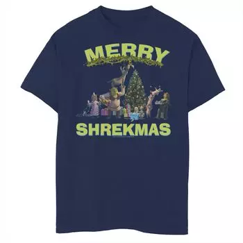 Футболка с рисунком Merry Shrekmas для мальчиков 8–20 лет «Шрек» Licensed Character, синий
