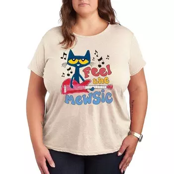 Футболка с рисунком Mewsic Plus Pete the Cat Feel The Mewsic Licensed Character, бежевый
