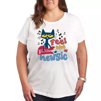 Футболка с рисунком Mewsic Plus Pete the Cat Feel The Mewsic Licensed Character, белый