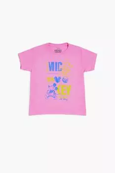 Футболка с рисунком Микки для девочек Forever 21, розовый