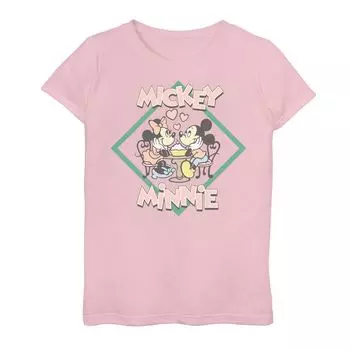 Футболка с рисунком Микки и Минни для девочек 7–16 лет «Дисней Микки и друзья» ко Дню святого Валентина Disney