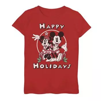 Футболка с рисунком Микки и Минни Маус «Happy Holidays» для девочек 7–16 лет Licensed Character