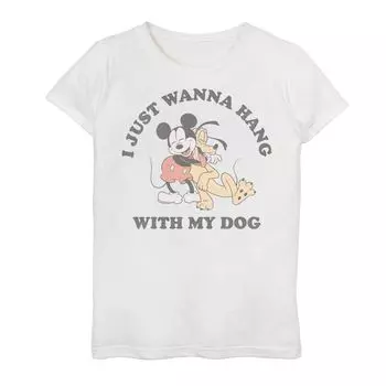Футболка с рисунком «Микки Маус и друзья» Disney для девочек 7–16 лет «Я просто хочу потусоваться со своей собакой» Disney