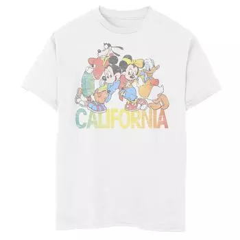 Футболка с рисунком «Микки Маус и друзья» Disney для мальчиков 8–20 лет, Калифорния, групповая фотография Disney, белый