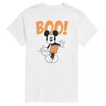 Футболка с рисунком «Микки Маус и друзья» Disney's Big & Tall Mickey Scared Boo Licensed Character, белый