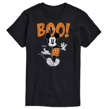 Футболка с рисунком «Микки Маус и друзья» Disney's Big & Tall Mickey Scared Boo Licensed Character, черный