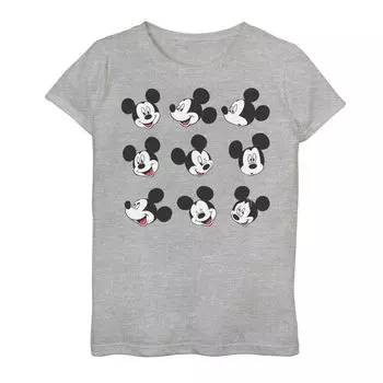 Футболка с рисунком «Микки Маус и лица Микки Мауса» для девочек 7–16 лет Disney