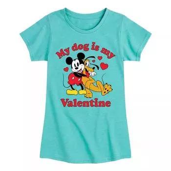 Футболка с рисунком «Микки Маус и Плутон» для девочек 7–16 лет от Disney’s My Dog Is My Valentine Licensed Character