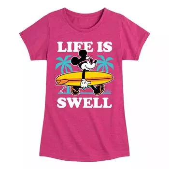 Футболка с рисунком Микки Мауса Disney для девочек 7–16 лет Life Is Swell Licensed Character