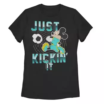 Футболка с рисунком Микки Мауса Disney Just Kickin' It для юниоров Soccer, черный