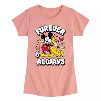 Футболка с рисунком Микки Мауса для девочек 7–16 лет Disney's Furever And Always Pluto Licensed Character, розовый