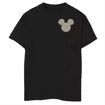 Футболка с рисунком Микки Мауса и друзей Disney для мальчиков 8–20 лет с клетчатой нашивкой и рисунком Микки, черный