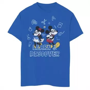 Футболка с рисунком Микки Мауса и Минни Маус Disney для мальчиков 8–20 лет «Учись и открывай» Licensed Character