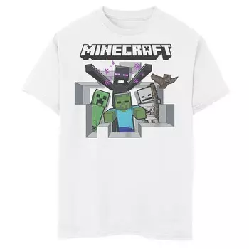 Футболка с рисунком Minecraft Attack Squad для мальчиков Licensed Character, белый