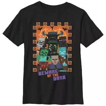 Футболка с рисунком Minecraft Beware Of The Dark для мальчиков 8–20 лет Licensed Character, черный