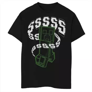 Футболка с рисунком Minecraft Creeper Sounds для мальчиков Licensed Character, черный