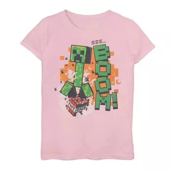 Футболка с рисунком Minecraft Creeper SSS Boom для девочек 7–16 лет Licensed Character