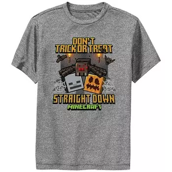Футболка с рисунком Minecraft Don't Trick Or Treat для мальчиков 8–20 лет Licensed Character, цвет Charcoal Heather