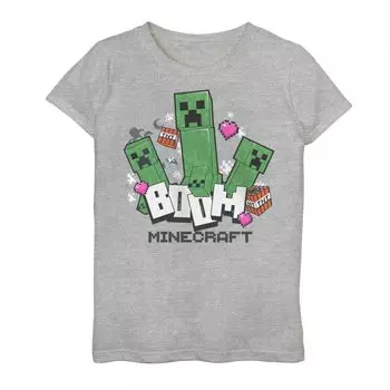 Футболка с рисунком Minecraft Heart Goes Boom Creeper для девочек 7–16 лет Licensed Character