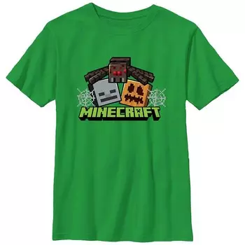Футболка с рисунком Minecraft Scary Trio для мальчиков 8–20 лет Licensed Character, цвет Kelly