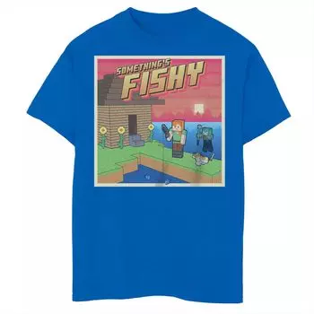 Футболка с рисунком Minecraft Something's Fishy Alex Cat Zombie для мальчиков 8–20 лет Licensed Character