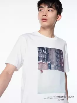 Футболка с рисунком "мир для всех" сол лейтер Uniqlo, белый