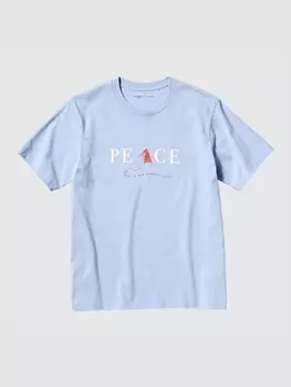 Футболка с рисунком "мир для всех" Uniqlo, цвет 60 синий