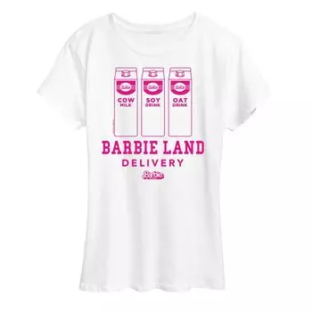 Футболка с рисунком Missy Plus Barbie The Movie Barbie Land Delivery Licensed Character, белый