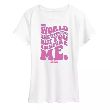 Футболка с рисунком Missy Plus Barbie The Movie You Inspire Me Licensed Character, белый