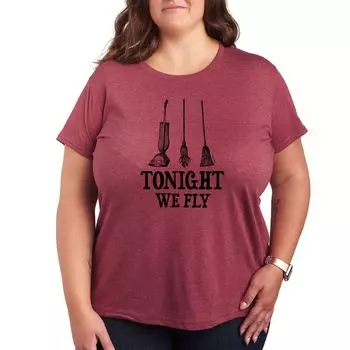 Футболка с рисунком Missy Plus Size Disney Hocus Pocus Tonight We Fly Licensed Character, темно-красный