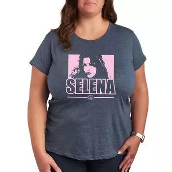 Футболка с рисунком Missy Plus Size Selena Quintanilla Licensed Character, светло-синий