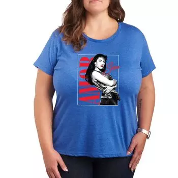 Футболка с рисунком Missy Plus Size Selena Quintanilla Amor Licensed Character, синий