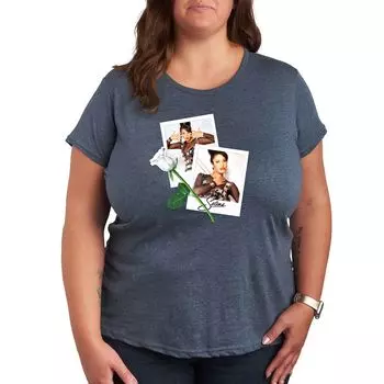 Футболка с рисунком Missy Plus Size Selena Quintanilla Polaroids Licensed Character, светло-синий