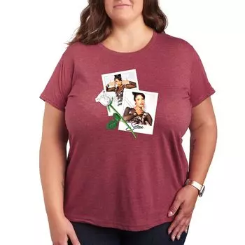 Футболка с рисунком Missy Plus Size Selena Quintanilla Polaroids Licensed Character, темно-красный