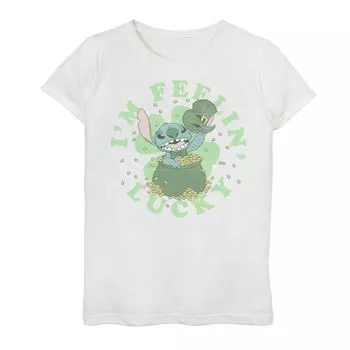 Футболка с рисунком «Мне повезет» Disney's Lilo & Stitch Girls 4–16 St. Patty's Disney