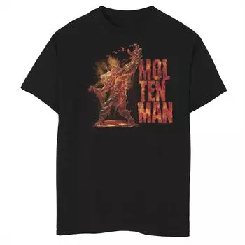 Футболка с рисунком «Molten Man Word Stack» для мальчиков 8–20 лет «Человек-паук Marvel вдали от дома» Marvel
