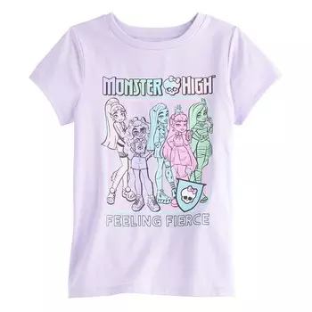 Футболка с рисунком Monster High для девочек 7–16 лет Feeling Fierce Licensed Character, цвет Lilac