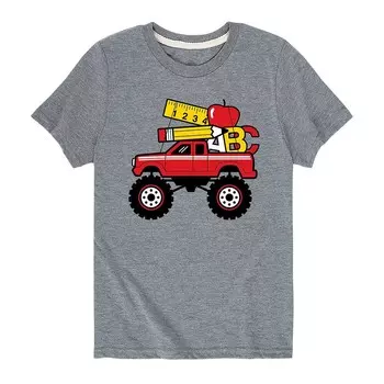 Футболка с рисунком Monster Truck для мальчиков 8–20 лет, школьные принадлежности Licensed Character, серый